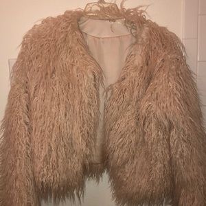 Pink fur coat